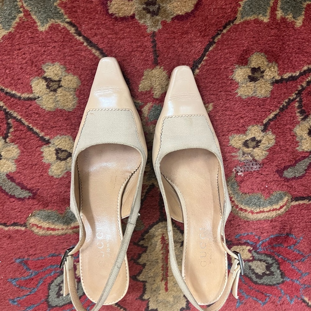 Authentic Gucci Beige Slingback Heels, size 6.